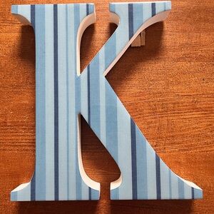 Striped Blue Letter K Decor